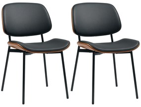 HOMCOM Set de 2 scaune de dining, stil retro clasic, cadru din lemn curbat, pentru living, dormitor, bucătărie, negru | Aosom Romania