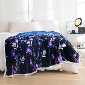 Patura miel din microplus VIOLET BUTTERFLY albastru inchis Dimensiune: 160 x 200 cm