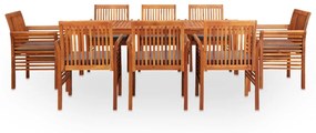 278906 vidaXL Set mobilier de exterior cu perne 9 piese, lemn masiv de acacia