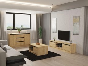 Set mobilier living Sunalerza (Stejar zafir + antracit). 1107149