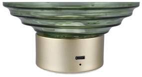 Veioză verde/aurie LED cu intensitate reglabilă cu abajur din sticlă (înălțime 14,5 cm) Earl – Reality