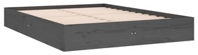 Cadru de pat dublu 4FT6, gri, 135x190 cm, lemn masiv Gri, 135 x 190 cm