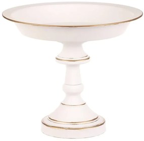 Bol metalic decorativ pe suport 26 cm, alb, 26 cm