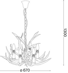 Lustră pe lanț CHALET 6xE14/40W/230V coarne de cerb Ideal Lux