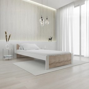 Pat IKAROS 90 x 200 cm, alb/dub sonoma Saltea: Matrace Sommera 18 cm, Somiera: fara somiera