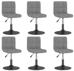 vidaXL Scaune de sufragerie pivotante 6 buc, gri deschis, catifea