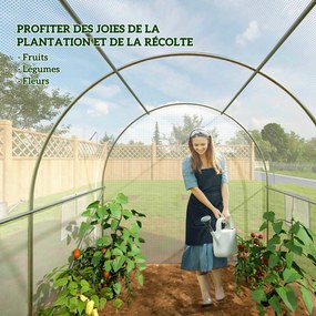 Outsunny Seră de grădină 6 m² dim. 3 x 2 m cu 1 ușă + 2 părți laterale cu fermoare, 6 ferestre, Alb | Aosom Romania