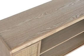 Comoda TV natur , din lemn de paulownia si rattan „Boho Chic”