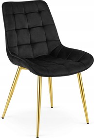 Scaun Bucatarie/Dining Joy Negru Catifea, Picioare Metalice, Finisaj Auriu