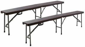 Set grădină de 2 banci - design ratan maro 180x25 cm