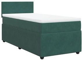 3287611 vidaXL Pat box spring cu saltea, verde închis, 90x190 cm, catifea