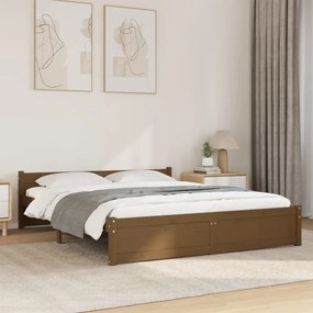 815052 vidaXL Cadru de pat King Size, maro miere, 150x200 cm, lemn masiv