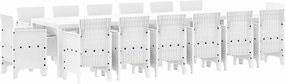 vidaXL Set de masă pentru grădină 15 pcs Alb Ratan Polt
