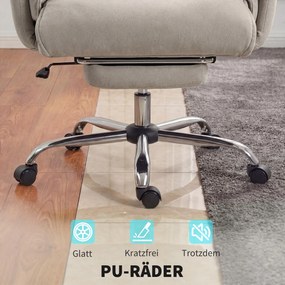 HOMCOM Scaun birou rabatabil reglabil pe înălțime cu cotiere suport picioare spătar înalt 75 x 77 x 110-118 cm Gri | Aosom Romania