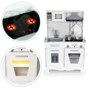 Bucătărie din lemn pentru copii cu efecte luminoase și sonore + accesorii