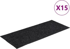 vidaXL Covorașe scări autoadezive, 15 buc., 60x25 cm, gri închis, dreptunghiulare