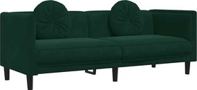 vidaXL Canapea cu perne, 3 locuri, verde închis, catifea