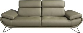 Canapea 3 locuri, tapitata cu piele naturala, spatar rabatabil Verde masliniu
