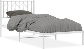 vidaXL Cadru pat metalic cu tăblie, alb, 90x200 cm