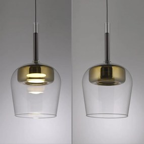 Pendul LED Smart cu Telecomanda, CCT, Sticla, Auriu, Q-KON