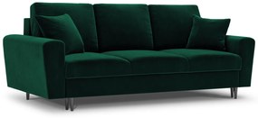 Canapea  extensibila 3 locuri Moghan cu tapiterie din catifea, picioare din metal auriu, bej - Copie