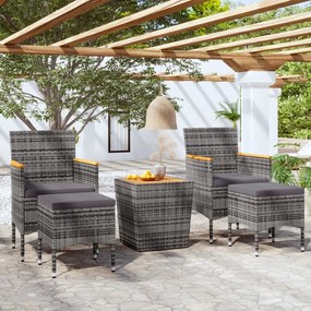 vidaXL Set mobilier bistro grădină 5 piese gri poliratan/lemn acacia