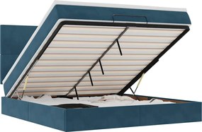 vidaXL Cadru pat otoman cu saltele Albastru închis 160x200cm catifea