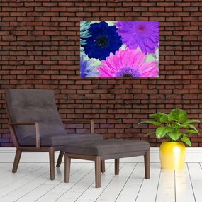 Tablou pe sticlă cu flori colorate (70x50 cm)