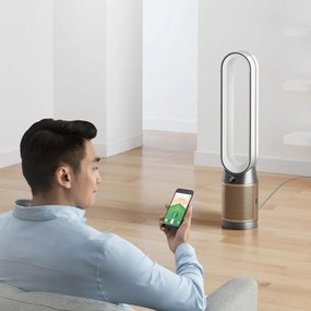 Purificator si racitor de aer Dyson PC2 De-NOx TP12 Wh/Gd, 40W, 40 m², 10 viteze, Oscilatie, HEPA, MyDyson™, Wi-Fi, LCD, Control vocal, Mod automat, Alb/Auriu