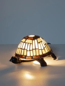 Lampa de masa in forma de broasca testoasa din metal, cu abajur din sticla vitrata , "Turtle"