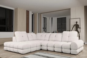 Set canapea extensibilă cu funcţie de extensie electrică, crem, pe stânga, TOLLO L ROH