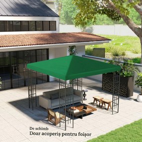 Outsunny Copertină pentru Foișor, Înlocuire Acoperiș pentru Foișor de Grădină cu Orificii de Drenaj, 298x298 cm, Verde | Aosom Romania
