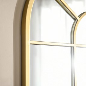 HOMCOM Oglindă murală din metal cu ramă aurie în formă arcuită - 70 x 50 cm - decor pentru intrare, dormitor, living | Aosom Romania