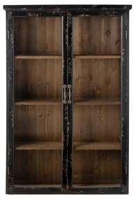 Vitrina negra, din lemn cu aspect vintage, Hazem