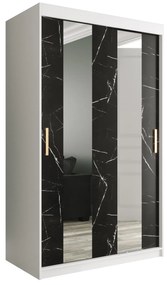 Dulap de haine 120 cm Marbelo P (mat alb + marmură neagră). 1064515