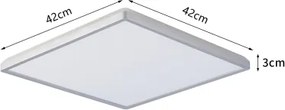 Brilagi - Plafonieră LED pentru baie ULTRA SLIM, 24 W, 230 V, 42x42 cm, argintie, IP54