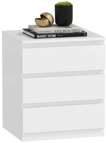 HOMCOM Comodă 3 sertare cu închidere silențioasă Comodă pentru living Birou Stil modern 45x40x52,8 cm Alb | Aosom Romania