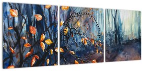 Tablou - Razele solare de toamnă (cu ceas) (90x30 cm)