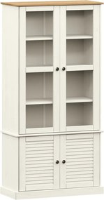 vidaXL Vitrină de sticlă VIGO, alb, 85x35x170 cm, lemn masiv de pin