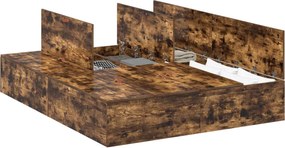 vidaXL Cadru de pat cu depozitare Stejar fumuriu 140 x 190 cm