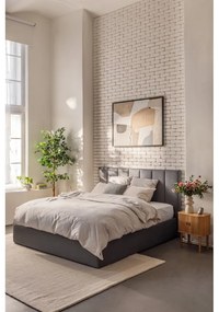 Pat matrimonial gri tapițat cu spațiu de depozitare cu somieră 180x200 cm Thessa Bold Line – Bonami Selection