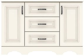 Dormitor MDF Bavaria, Dulap 4 Usi si 2 Sertare, Vanilie Mat