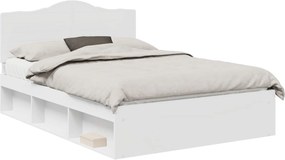 vidaXL Cadru de pat cu headboard Alb 140 x 200 cm Lemn de pin masiv