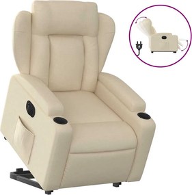 vidaXL Fotoliu electric rabatabil cu ridicare, crem, textil