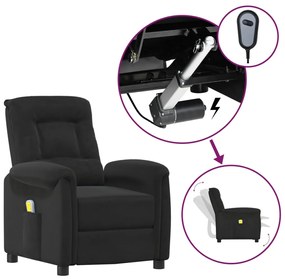 3093315 vidaXL Fotoliu masaj rabatabil cu ridicare, negru, textil microfibră