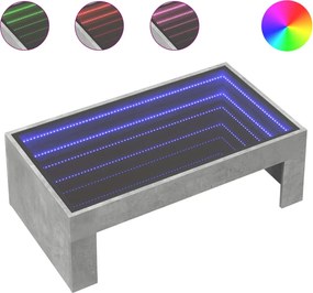 vidaXL Măsuță de cafea cu LED infinity, gri beton, 90x50x30 cm