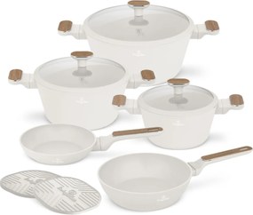 Set oale si tigai 10 piese Sahara Nordic Berlinger Haus BH 8324, crem mat, compatibil inductie, capace cu strecurator