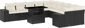 vidaXL Set canapele de grădină cu perne, 11 piese, negru, poliratan