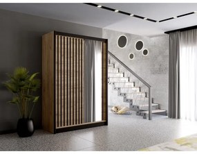 Dulap SANTINO cu oglindă 150x215 cm stejar craft/negru