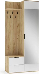 Mobiler hol CORAL, stejar auriu/alb, PAL laminat, 100x45x203 cm